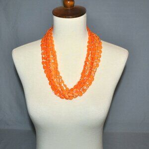 Vintage Orange Multistrand Necklace Plastic Beads 10 Strand layered Necklace
